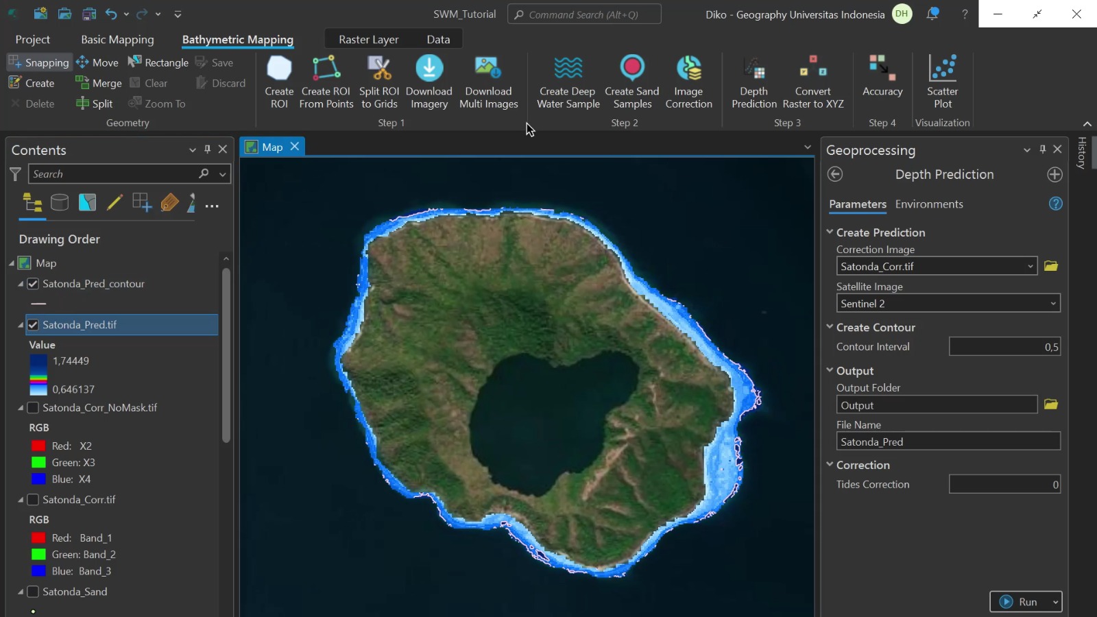 Antarmuka tinjauan akurasi dan data referensi Shallow Water Mapper