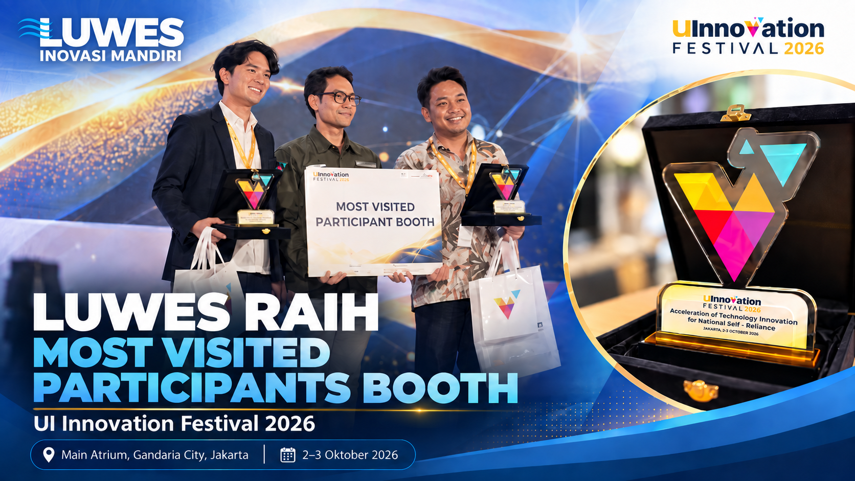 Luwes Inovasi Mandiri Raih Penghargaan Most Visited Participants Booth di UI Innovation Festival 2026