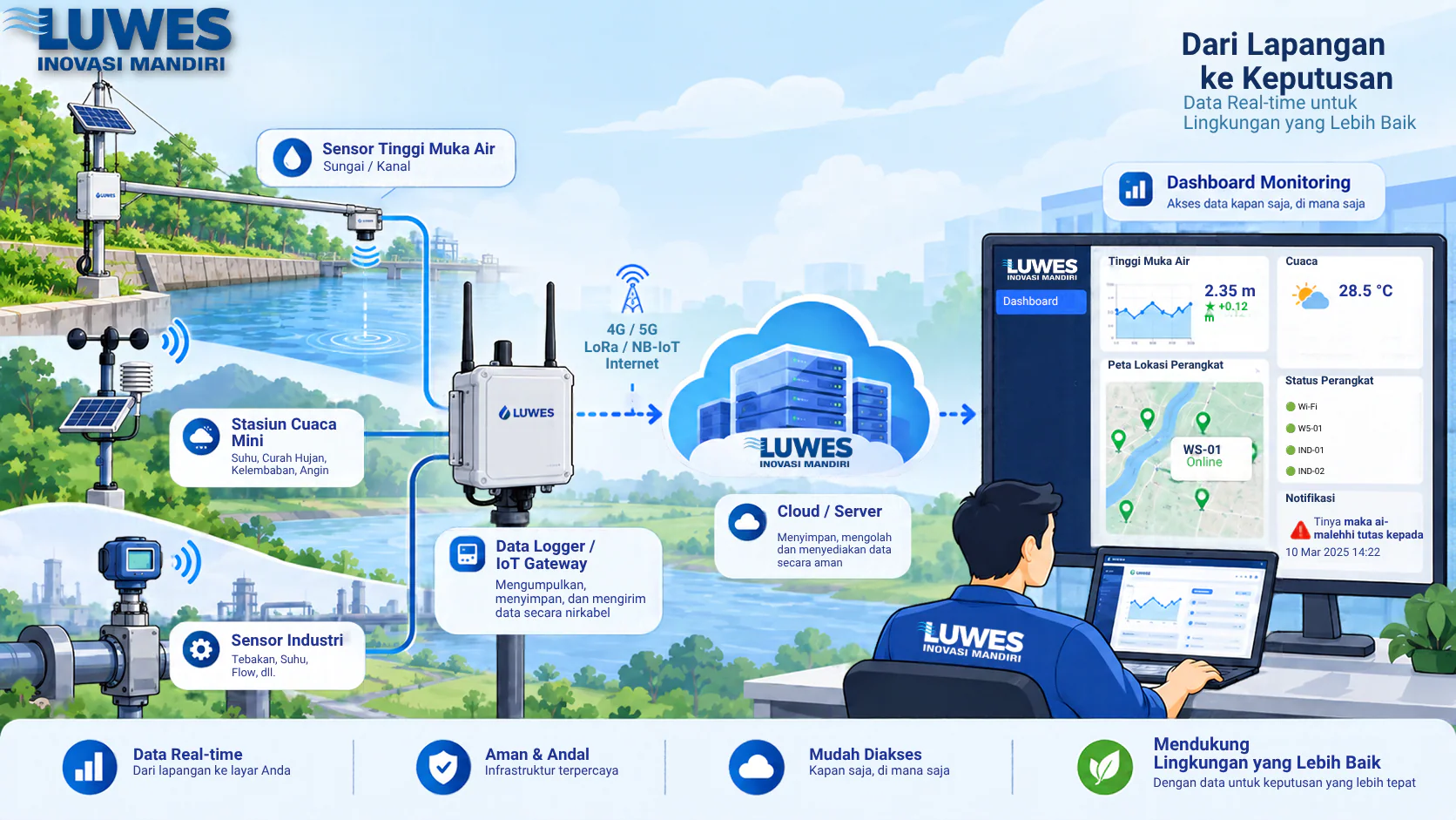 Arsitektur IoT Telemetry untuk Remote Monitoring: Dari Sensor hingga Dashboard Digital